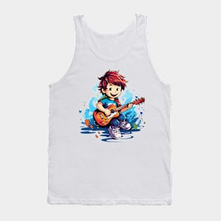 happy kid playing a guitar v7 Tank Top